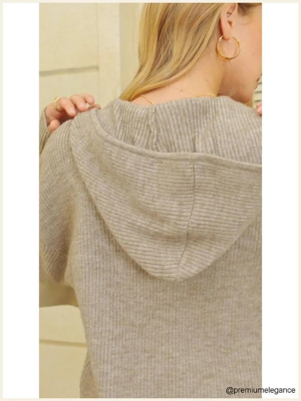 Zip Up Hooded Cardigan Sweater Knit Drop Shoulder Long Sleeve Fall Winter